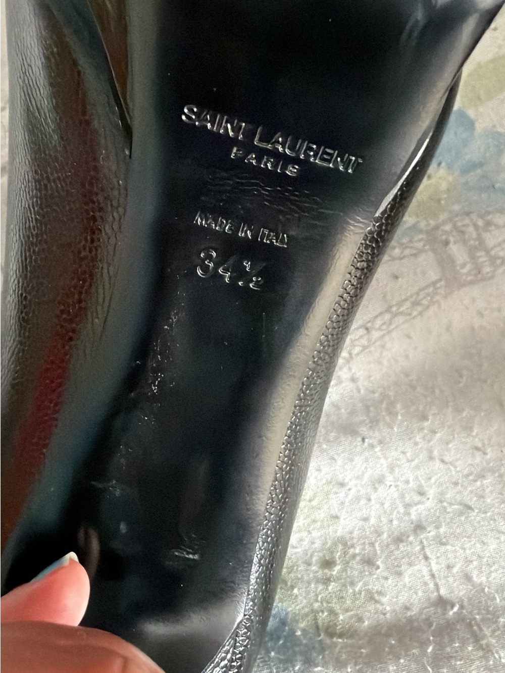 Saint Laurent Black Pointed Toe Leather Pumps - Picture 3 of 3
